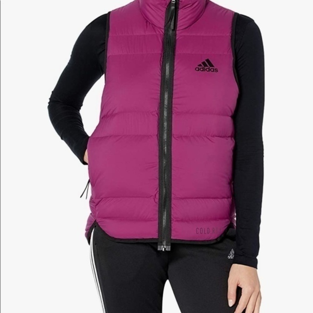 Adidas W down vest C.R. in power berry size small NWT - Picture 3 of 16